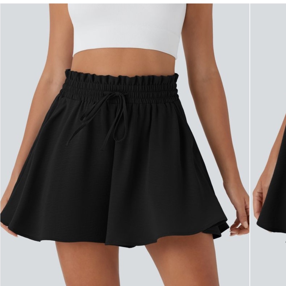 HALARA Black Skorts High-Waisted Flowy